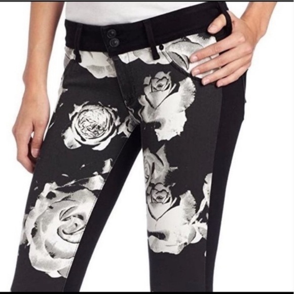Hudson Visa Versa Floral Denim Jeans Black - Picture 2 of 11